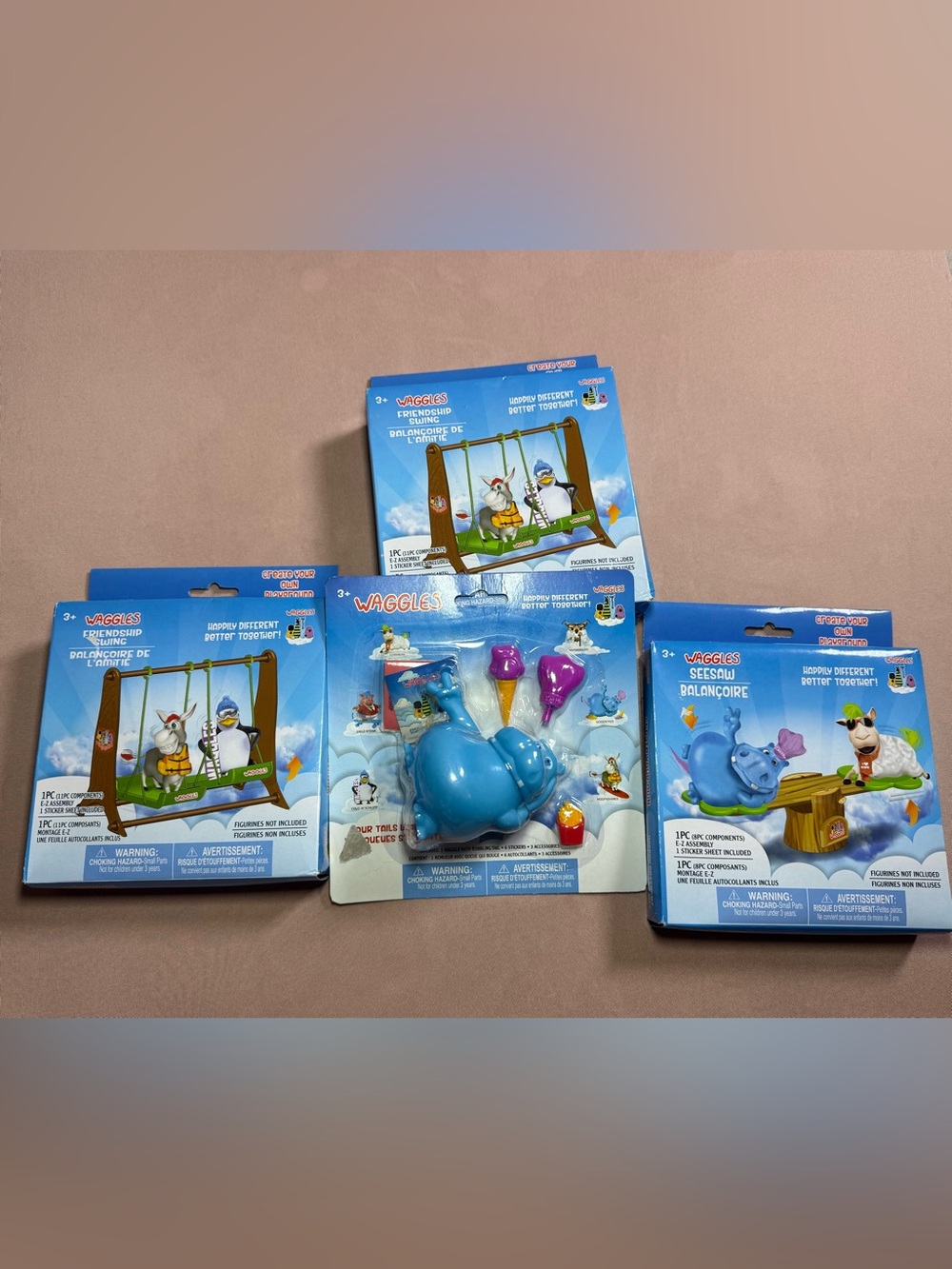 Waggles Kids Toys 4 Lot Bundle GOODN"FED Figurine Playsets Accessories NWT